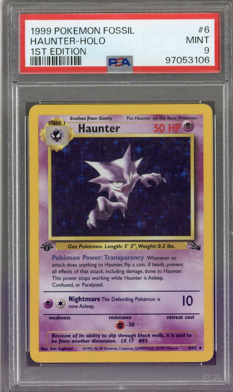 1999 Pokemon Fossil Haunter Holo 1st Edition PSA 9