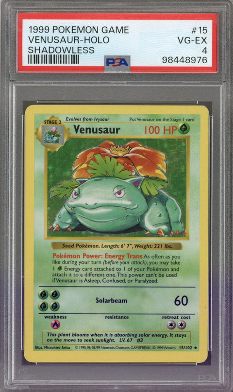 Pokemon Venusaur Shadowless Holo PSA 4