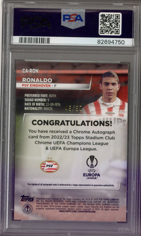 2022/23 Topps Stadium CC Ronaldo Chrome Auto Gold /50 PSA 9 Auto 10