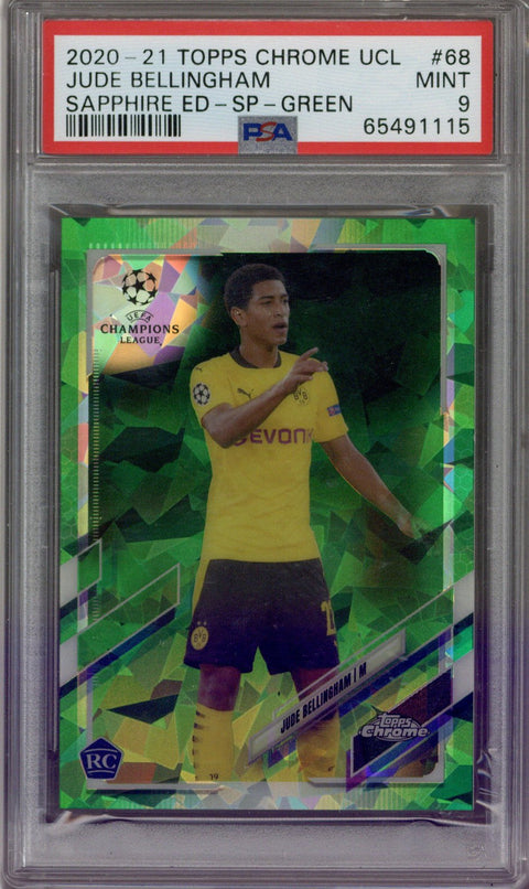 2020/21 Topps Chrome UCL Jude Bellingham Sapphire Green PSA 9