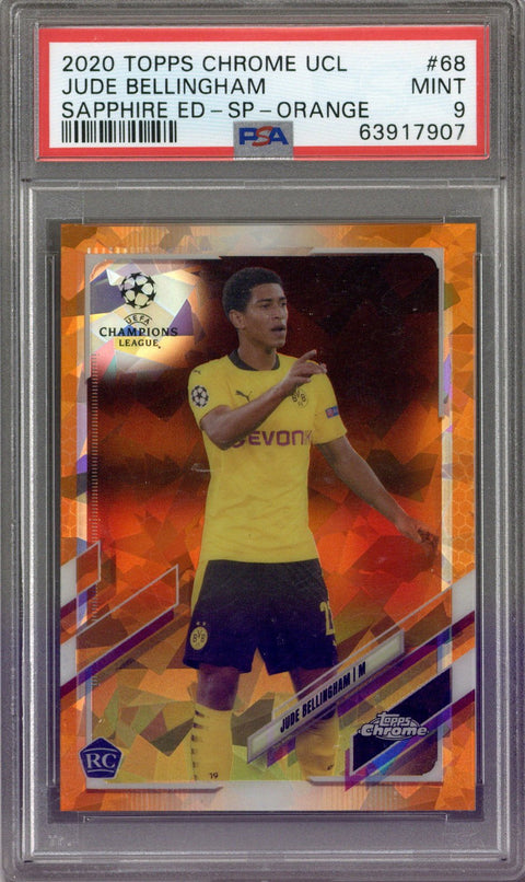 2020 Topps Chrome UCL Jude Bellingham Sapphire ED Orange PSA 9