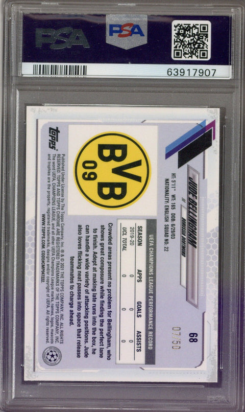 2020 Topps Chrome UCL Jude Bellingham Sapphire ED Orange PSA 9
