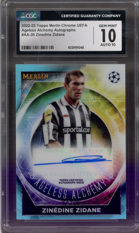 2022/23 Topps Merlin Chrome UEFA Ageless Alchemy Zinedine Zidane Auto /100
