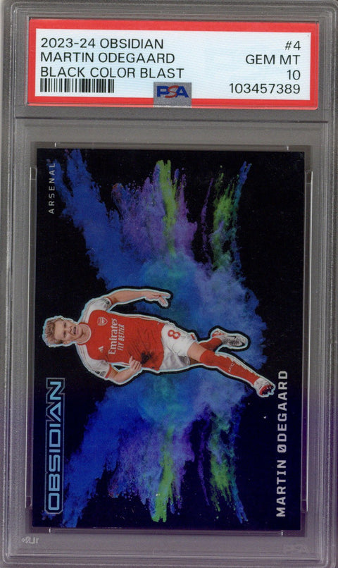 2023/24 Panini Obsidian Martin Odegaard Black Colorblast PSA 10