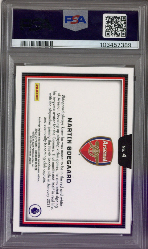2023/24 Panini Obsidian Martin Odegaard Black Colorblast PSA 10
