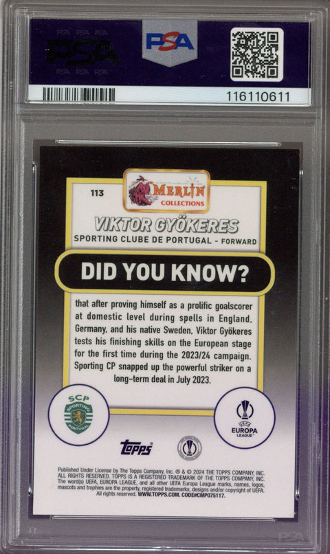 2023/24 Topps Merlin Viktor Gyokeres Orange /25 PSA 9