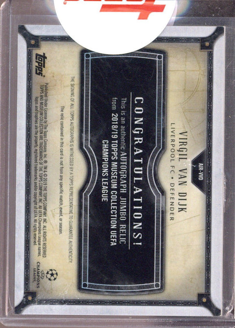 2018 Museum UEFA Virgil Van Dijk Auto Jumbo Relics Gold Jersey #50/50