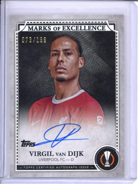 2023-24 Topps UEFA EX-VV1 Virgil Van Dijk Marks of Excellence Auto 73/199