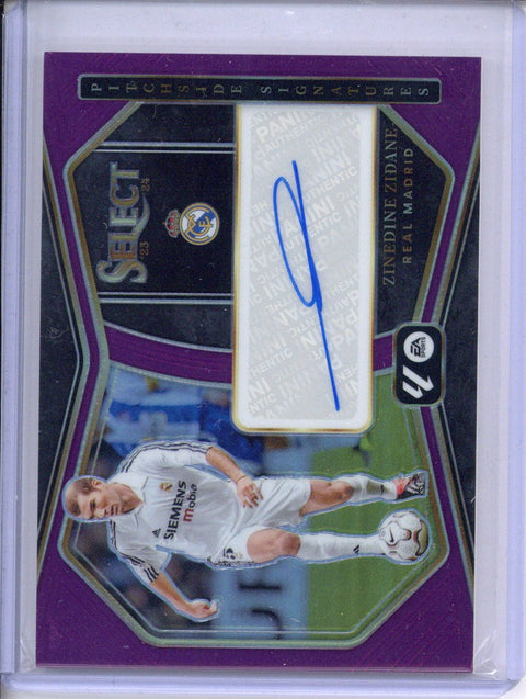 2023-24 Select La Liga Zinedine Zidane Pitchside Signatures Auto Purple 9/25 #PS-ZZ