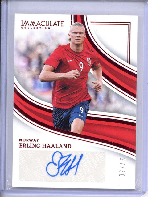 2023-24 Immaculate Collection Erling Haaland Splendid Signatures Auto Ruby 27/30 #SI-EH