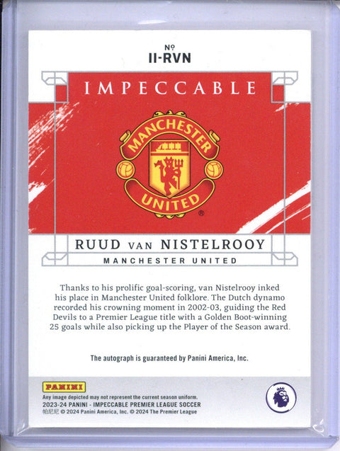 2023-24 Impeccable Premier League Ruud Van Nistelrooy Indelible Ink Auto /99