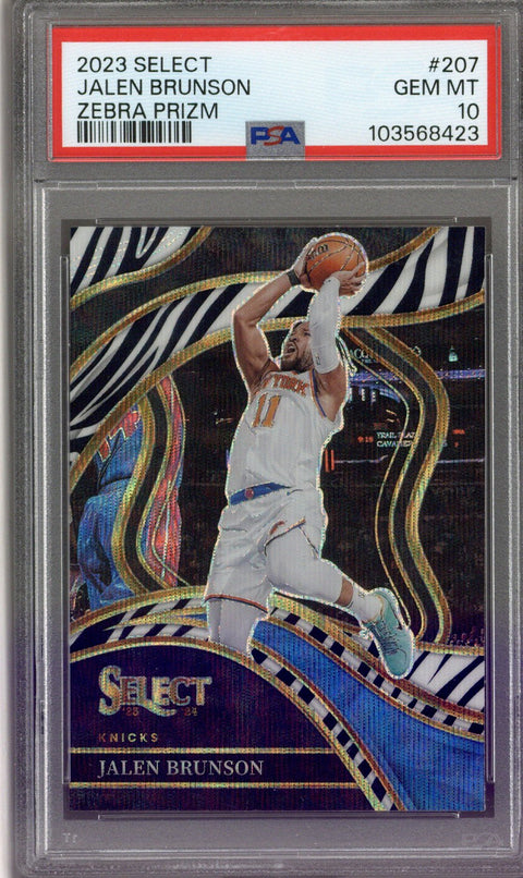 2023 Panini Select Jalen Brunson Zebra Prizm #207 PSA 10