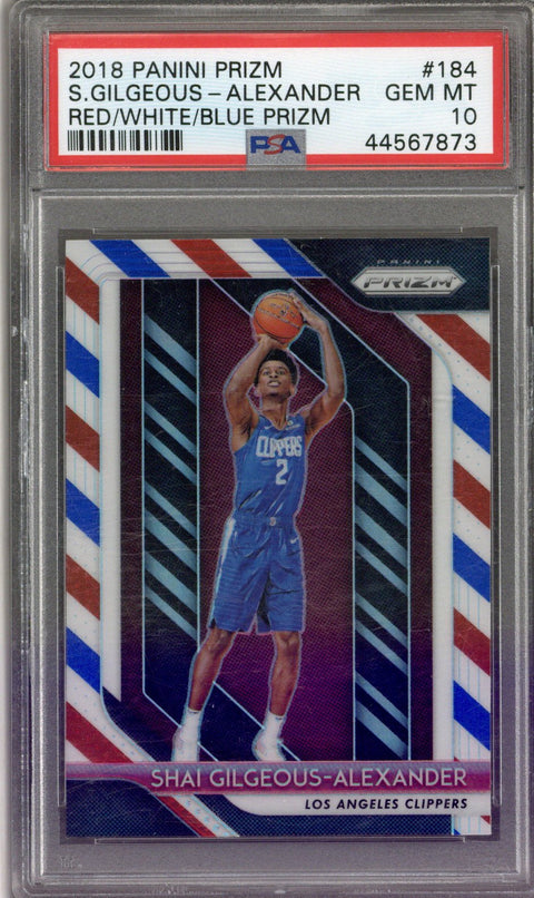 2018/19 Panini Prizm #184 Shai Gilgeous-Alexander RC Red/White/Blue PSA 10 *44567873*