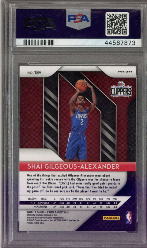 2018/19 Panini Prizm #184 Shai Gilgeous-Alexander RC Red/White/Blue PSA 10 *44567873*