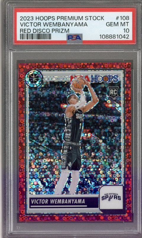 2023/24 Hoops Premium Victor Wembanyama Red Disco /149 PSA 10