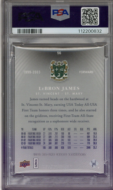 2013 UD All Time Greats Lebron James Gold Spectrum #56 PSA 9 #3/10