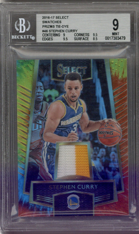 2016-17 Select Stephen Curry Tie-Dye Prizm Game-Used Relic Swatch /25 BGS 9 *0017383479*