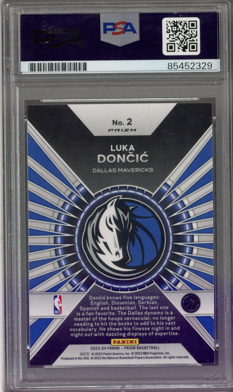 2023/24 Panini Prizm Luka Doncic Dominance Silver Auto PSA Auth