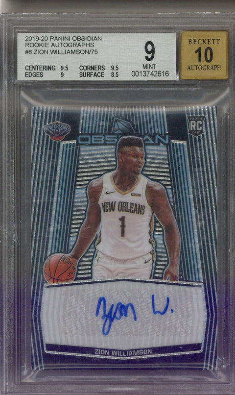2019/20 Obsidian Zion Williamson Auto /75 BGS 9