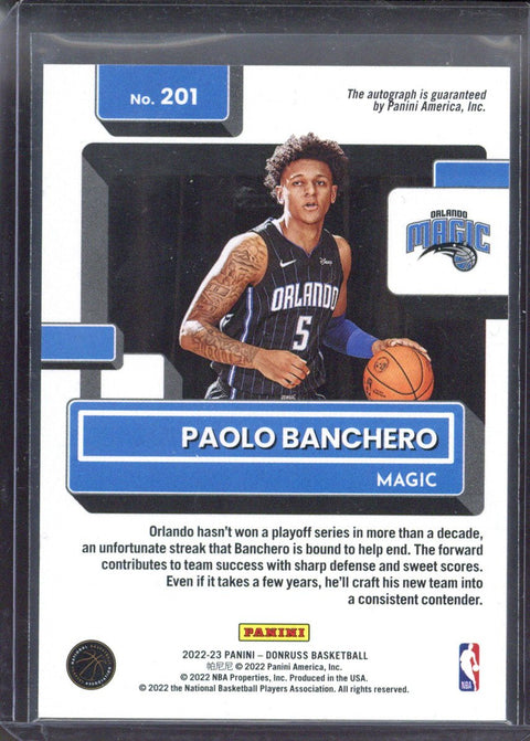 2022/23 Panini Donruss Paolo Banchero Auto