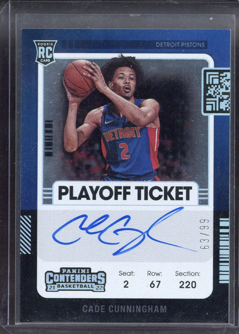 2021/22 Panini Contenders Cade Cunningham Playoff Ticket Variation Auto /99