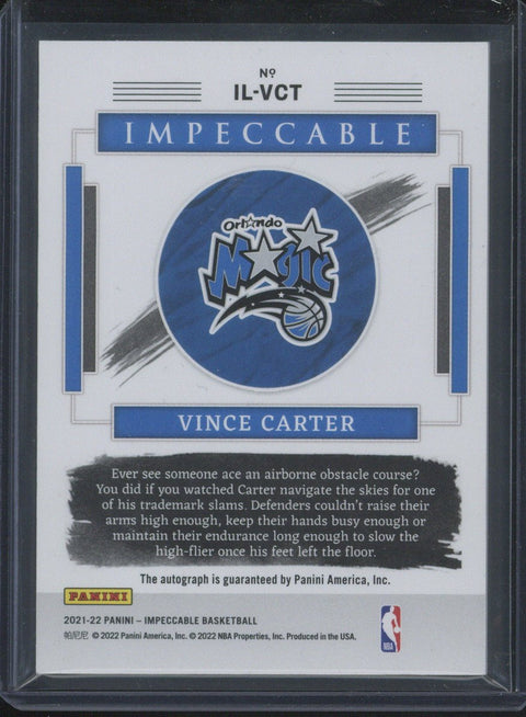 2021-22 Impeccable Vince Carter Illustrious Ink Auto /35