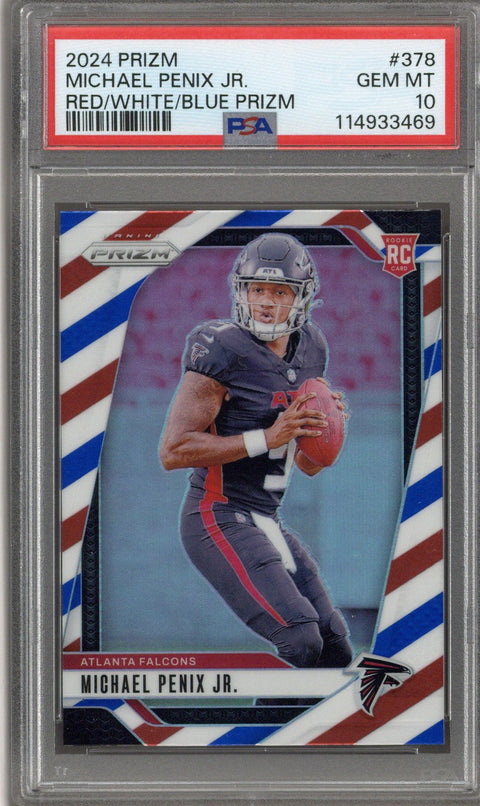 2024 Prizm Michael Penix Jr Red White Blue PSA 10