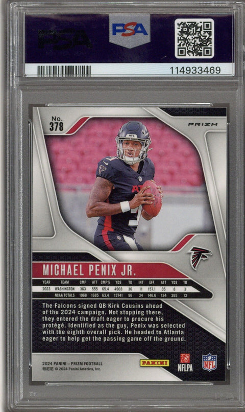 2024 Prizm Michael Penix Jr Red White Blue PSA 10