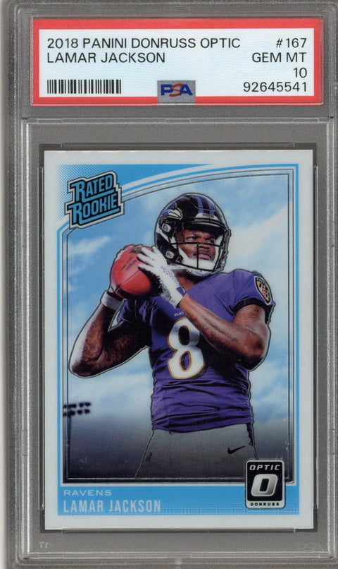 2018 Optic Lamar Jackson 167 PSA 10