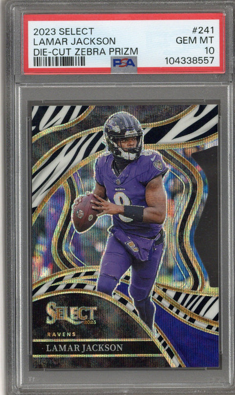 2023 Select Lamar Jackson Zebra PSA 10