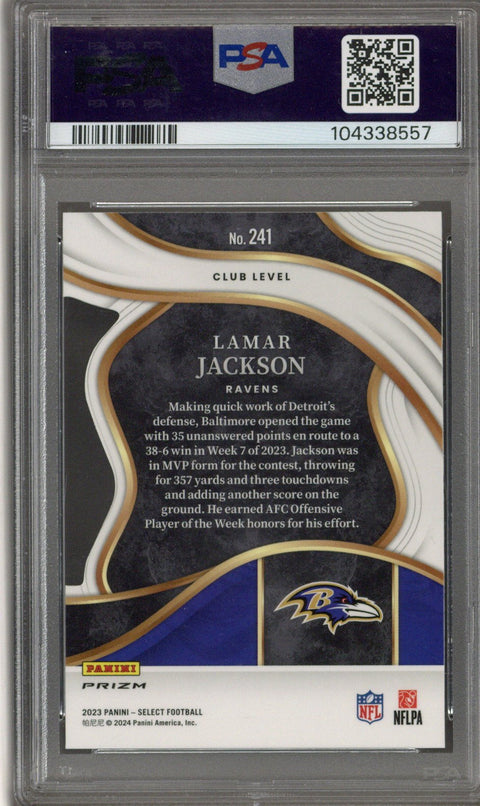 2023 Select Lamar Jackson Zebra PSA 10