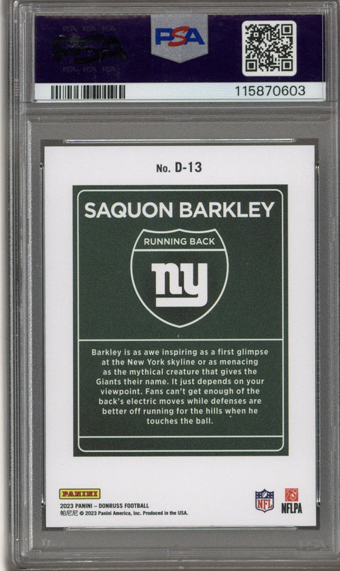 2023 Donruss Saquon Barkley Downtown PSA 9