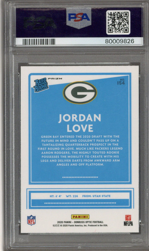 2020 Donruss Optic Jordan Love Rated Rookie Holo PSA 10