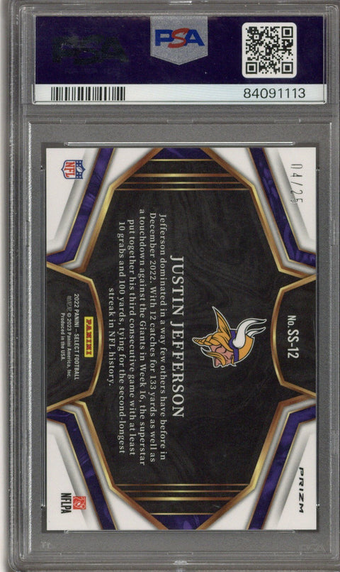 2022 Panini Select Justin Jefferson Snapshots Tie Dye /25 PSA 9