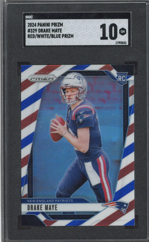2024 Prizm Drake Maye Red White Blue SGC 10