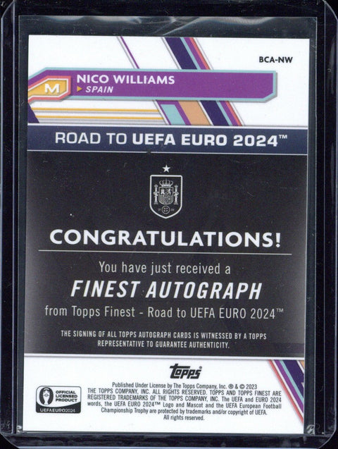 2024 Topps Finest Nico Williams Autograph National Debut