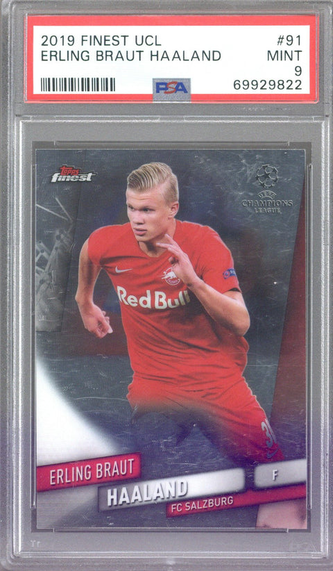 2019 Topps Finest UCL Erling Braut Haaland PSA 9