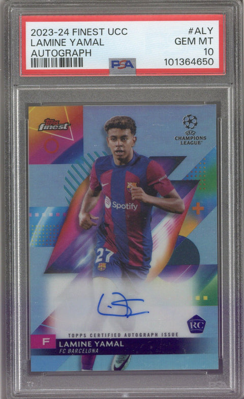 2023/24 Topps Finest UCL Lamine Yamal RC Autograph PSA 10