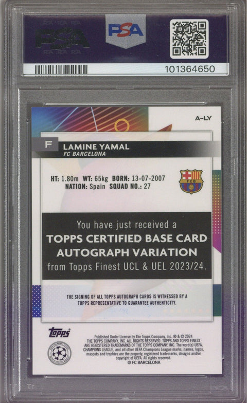 2023/24 Topps Finest UCL Lamine Yamal RC Autograph PSA 10