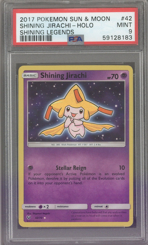 2017 Pokemon Sun & Moon Shining Jirachi-Holo Shining Legends #42 PSA 9