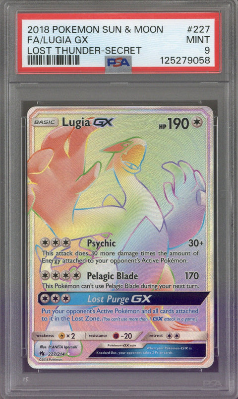 2018 Pokemon Sun & Moon Lugia EX Lost Thunder-Secret #227 PSA 9