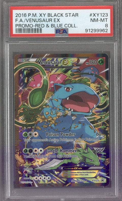 2016 Pokemon XY Black Star Venusaur EX Promo-Red & Blue Coll. #XY123 PSA 8