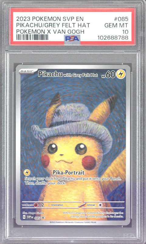 2023 Pokemon SVP EN Pikachu/Grey Felt Hat Pokemon x Van Gogh #085 PSA 10