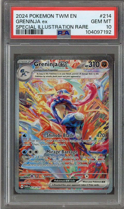 2024 Pokemon Twilight Masquerade Greninja EX SIR 214/167 PSA 10
