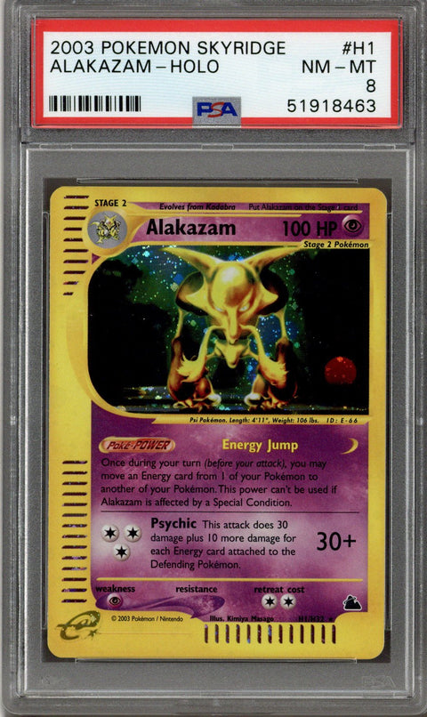 2003 Pokemon Skyridge Alakazam Holo H1/H32 PSA 8