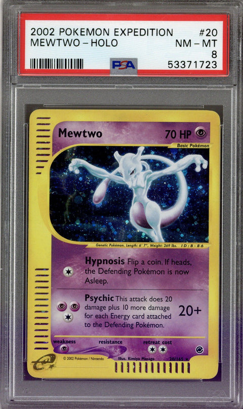 2002 Pokemon Expedition Mewtwo Holo 20/165 PSA 8