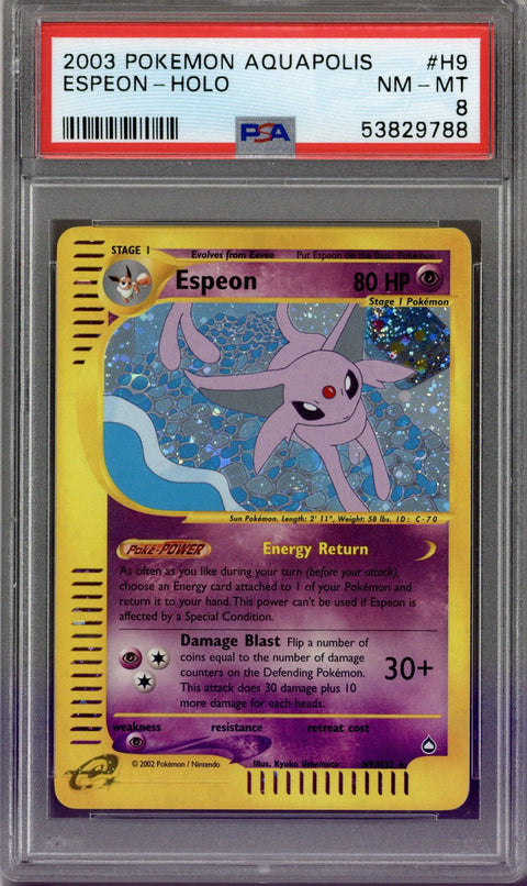 2003 Pokemon Aquapolis Espeon Holo 119/132 PSA 8