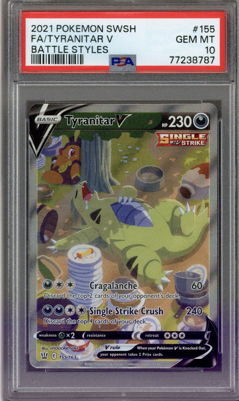 2021 Pokemon Battle Styles Tyranitar V 155/163 PSA 10