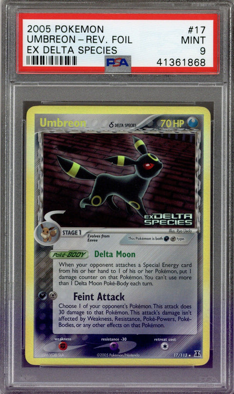 2005 Pokemon Delta Species Umbreon Reverse Foil 17/113 PSA 9