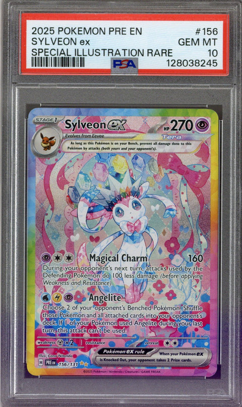 2025 Pokemon Prismatic Evolutions Sylveon ex SIR 156/131 PSA 10